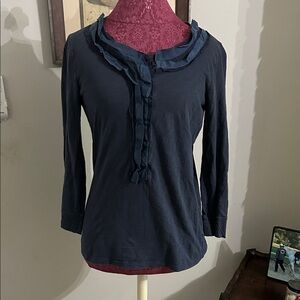 J. Crew Midnight Blue Ruffle Blouse